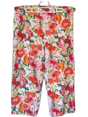 Lauren Ralph Lauren Floral High Waisted Side Zip Capri Pants Sz 14